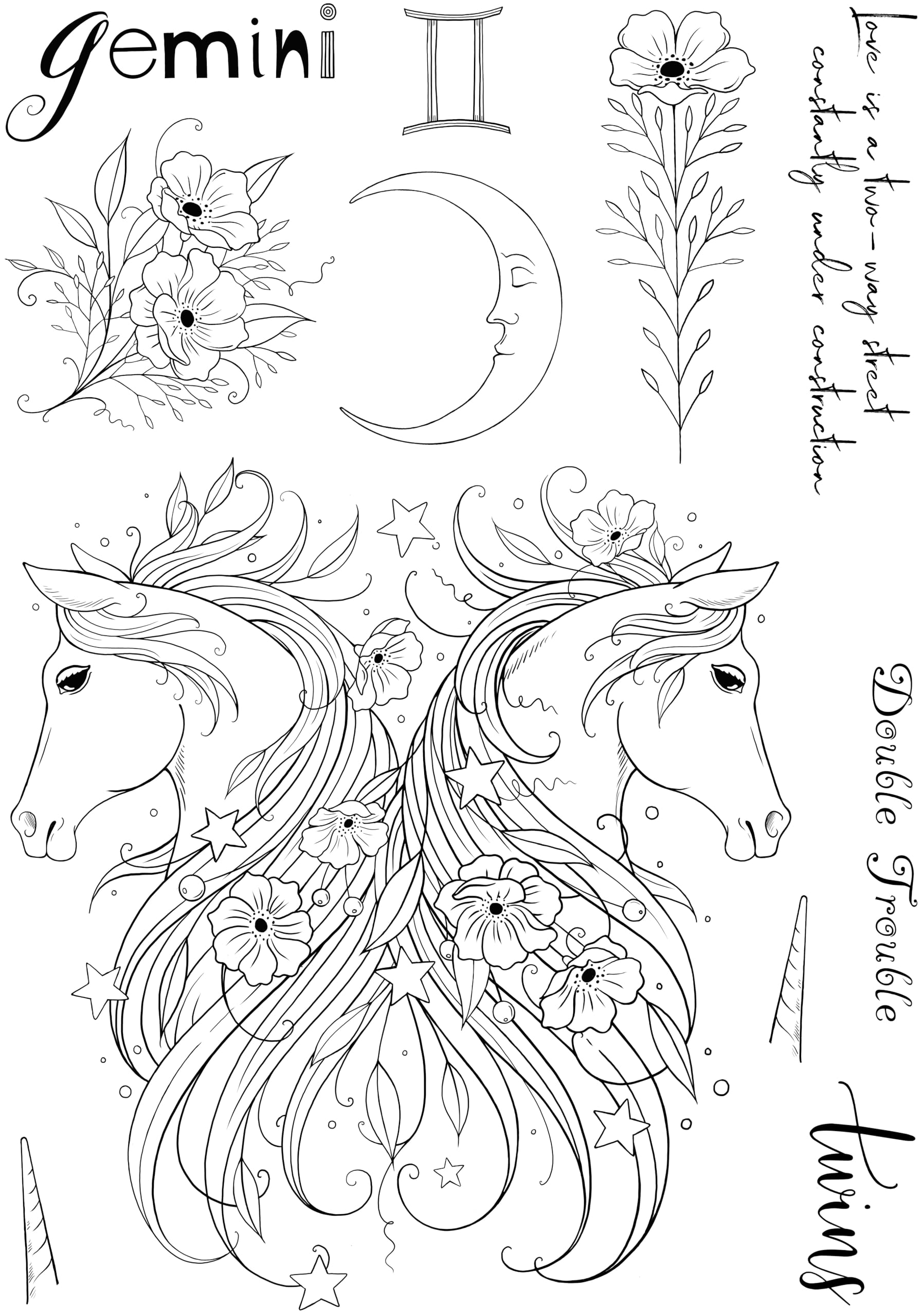 Pink Ink Designs Gemini 6 in x 8 in Clear Stamp Set, A5