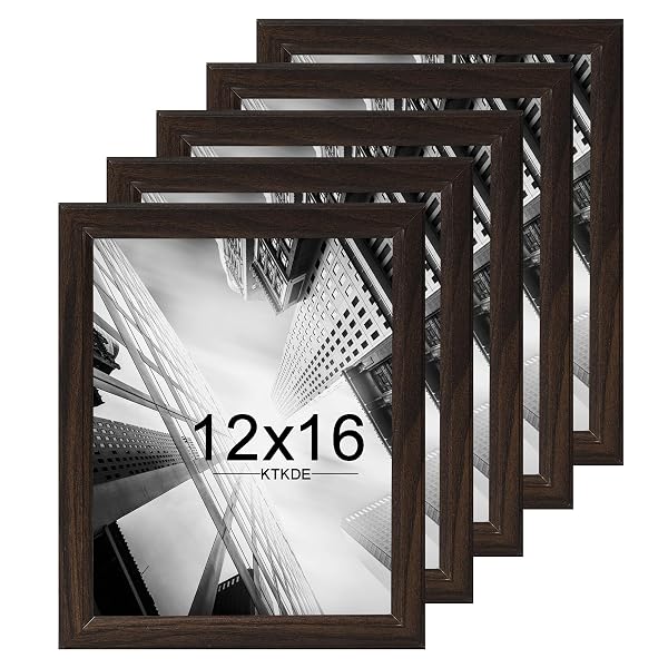 KTKDE 12X16 PICTURE FRAME SET OF 5,WALNUT WOODEN...