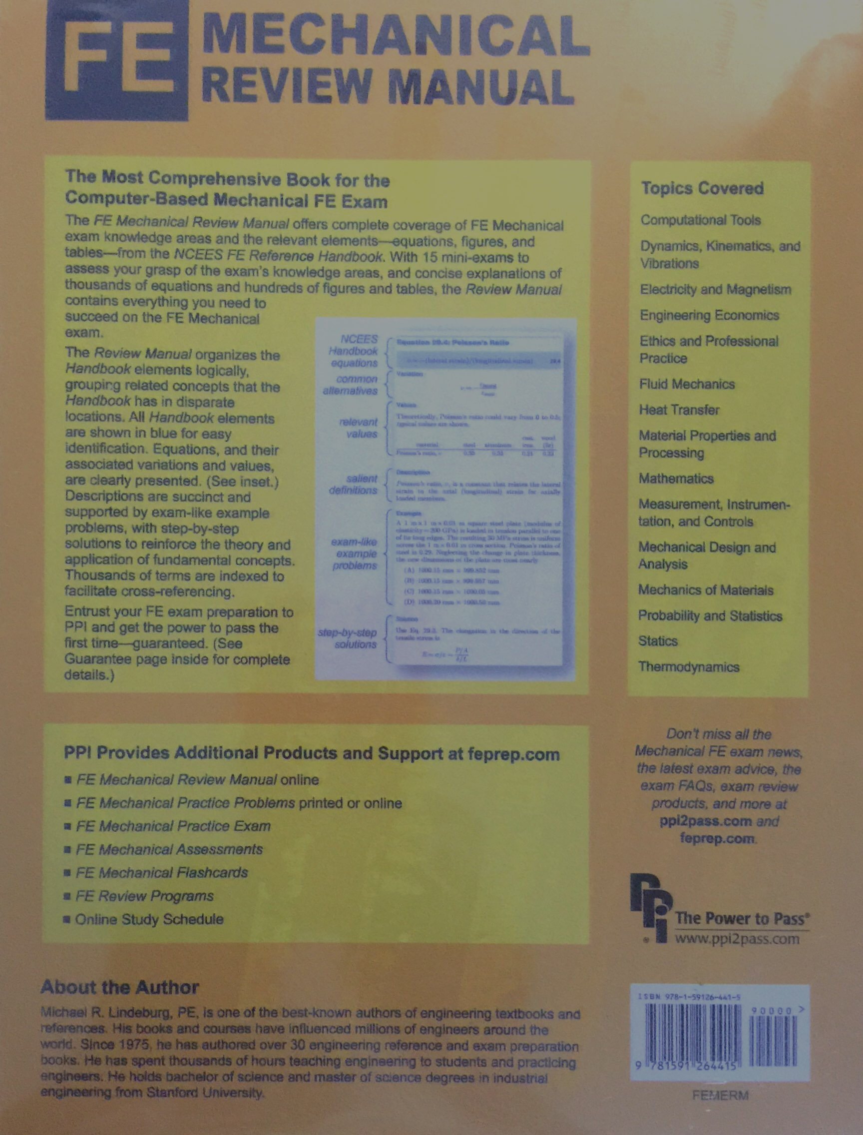 [(FE Mechanical Review Manual: Rapid Preparation for the Mechanical  Fundamentals of Engineering Exam)] [Author: Michael R Lindeburg] published  on (May, ...