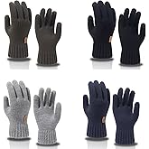 Winter Gloves With Fleece Lined - 4 Pairs Touchscreen Knitted Gloves & Hand Warmers For Men Women