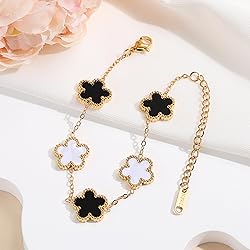 TICVSS Four Leaf Clover Bracelet for Women 18K Gold