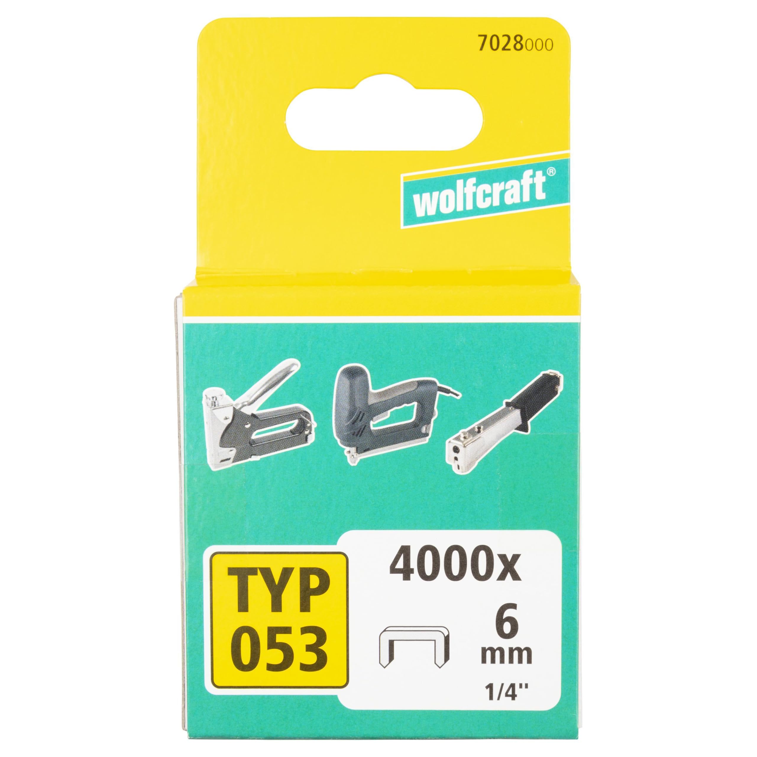 wolfcraft Broad Back Staple, Extra Hard Steel, Type 053 I 7028000 I Ideal for Fastening Fabric, Textiles and Thin Strips of Wood