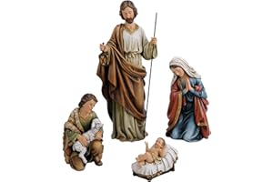 Joseph's Studio by Roman - 18" H 4-Piece Nativity Set, Includes Holy Family and Shepherd with Sheep, Religious Christmas Decoration