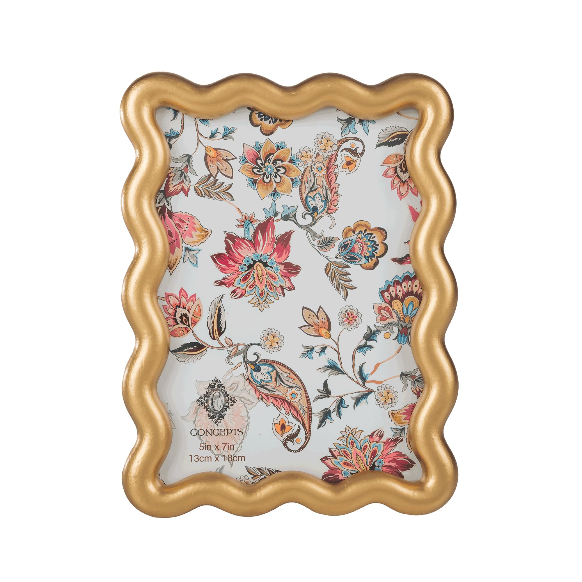 Photo 1 of Concepts 5x7 Gold Scalloped Wavy Design Resin Picture Frame With HD Clear Glass, Extra Durable Photo Frames - Display Tabletop Vertically Or Horizontaly