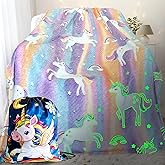 LMKLOP Unicorn Glow in The Dark Blanket for Girls/Boy/Toddler/Baby, Cute Funny Kids Throw Blanket for Birthday/Toys, Unicorn Gifts for Girls Age 3-12 40"x 60"