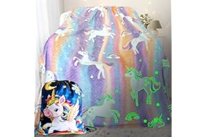 LMKLOP Unicorn Glow in The Dark Blanket for Girls/Boy/Toddler/Baby, Cute Funny Kids Throw Blanket for Birthday/Toys, Unicorn Gifts for Girls Age 3-12 40"x 60"