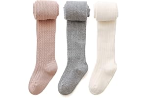 EPEIUS Baby Girl Tights Thick Cable Knit Leggings Seamless Cotton Toddler Girls Stockings School Tights for 2T-12 Years
