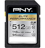 PNY Elite Performance 512GB SDXC Class 10 UHS-I, U3 Up to 95MB/sec (P-SDX512U3H-GE)