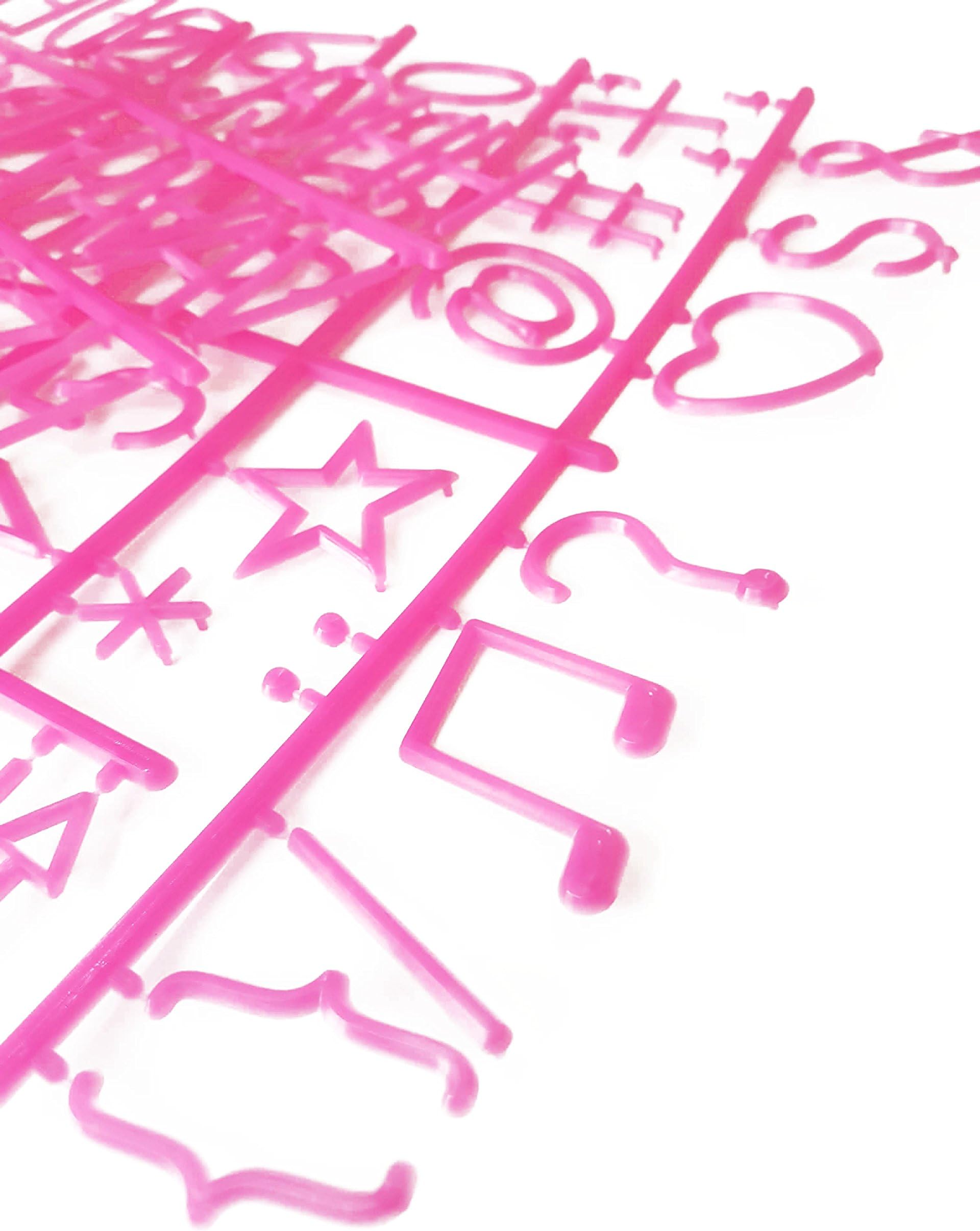 2" 100PCS Pink Letters and Symbols ONLY Pack for Felt Letter Boards - Including #,@,$,&,{,},+,-,→ Easy fit - Best for White/Pink/Black Letter Board