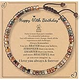 Btysun Birthday Gifts for Women, Bead Bracelet 10th 13th 16th 18th 30th 40th 50th 60th 70th 21st Inspirational Gifts for Her Wife Sister Mom Daughter Grandma Adjustable Nature Stone Bracelet Jewelry