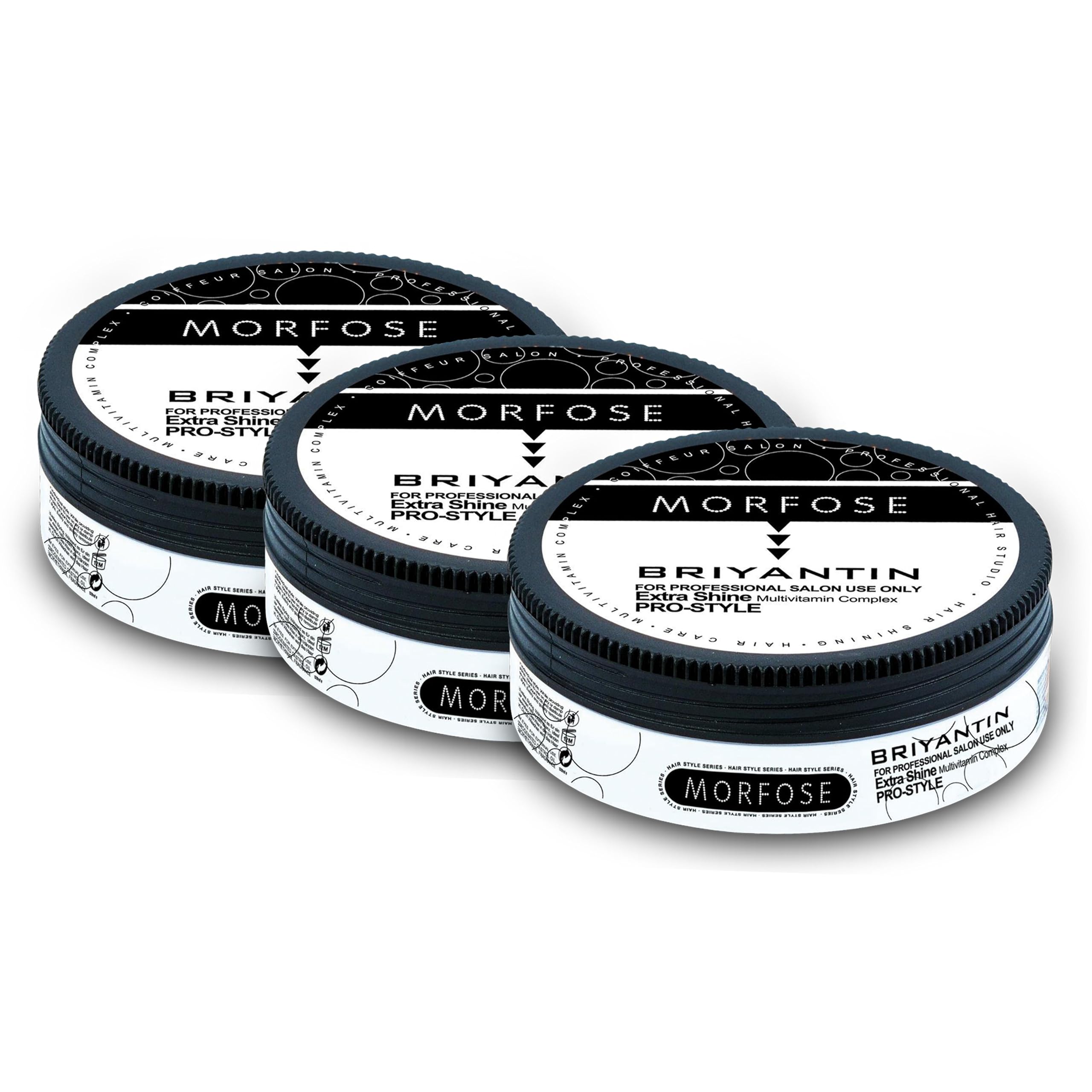 Morfose - Briyantin Extra Shine Pro Style 3x 175ml, Multivitamin Complex - Strong Hold, High Shine, Easy to Use, Long-Lasting, Creates Texture - Ideal for All Hair Types (175 ml (Pack of 3))