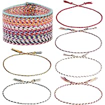 Lot De 3 Bracelets D'Amitié Tissés Avec Nœud - Rose, Rose Clair, Blanc, Réglables 15,4-24,8 Cm, Pour Femmes Et Cadeaux