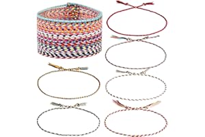 Dxhycc 24 Pieces Woven Friendship Bracelets Handmade Braided Friendship Bracelet with a Sliding Knot Closure for Kids and Adu