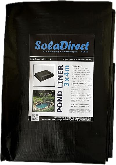 SolaDirect Pond Liner 3 x 4 m 200 GSM Flexible Tear-Resistant UV-Resistant
