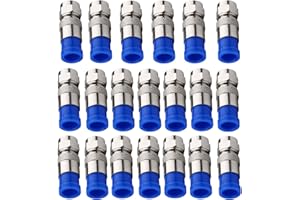 ESUMIC RG6 F Type Connector Coax Coaxial Compression Fitting 20Pack (Blue)