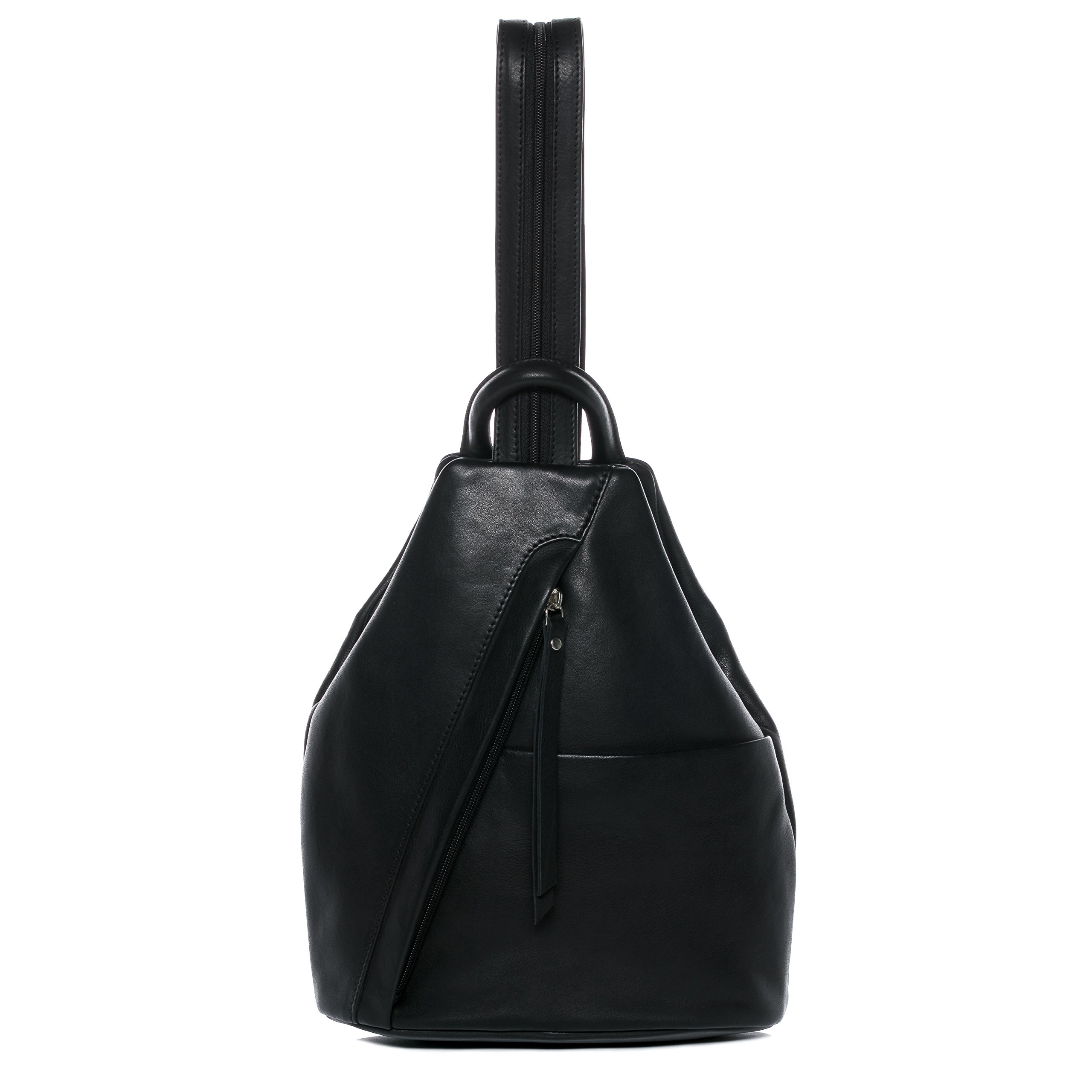 BACCINI Backpack Emilia Small daybag knapsack Real Leather Rucksack Leather Bag Women´s Bag Black