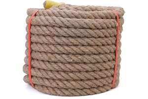 MEIDANSINI Jute Rope,1/2 Inch Natural Hemp Rope,Twisted Manila Rope for Crafts,Gardening,Climbing,Hammock,Nautical,Tug of War,Railings,Home Decorating (1/2 inch x 50 Feet)