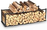 TOBWOLF Wall Mounted Firewood Rack, Heavy Duty Metal Log Holder view 7
