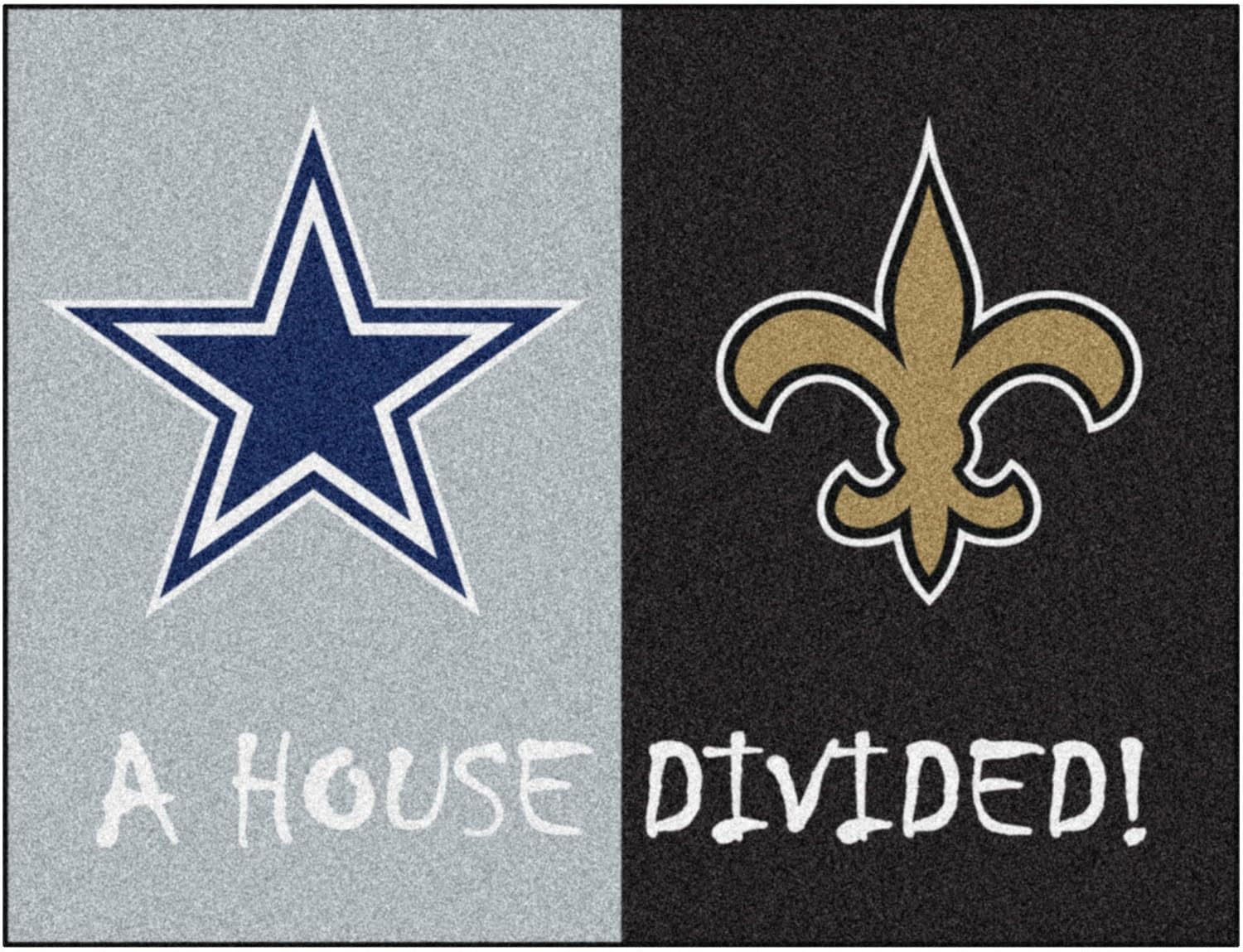 FANMATS - 15647 NFL House Divided - Cowboys/Saints Rug, 34" x 45"/Small, Black