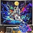 kampdream Blacklight Astronaut Space Tapestry, UV Reactive Galaxy Universe Planet Glow in Dark Tapestries for Men, Boys and Teens Cool Poster 36×48 inch