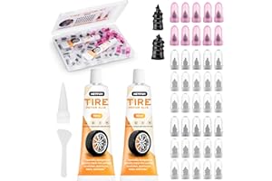 METFUN 40 PCS Tire Repair Rubber Nails Kit with 2 Tubes of Black Tire Sealant Glue, 2026 New Screw in Tire Plugs Kit, Fast Self-Service Tire Repair Screws Kit for Car Motorcycle Truck Tractor Puncture Repair