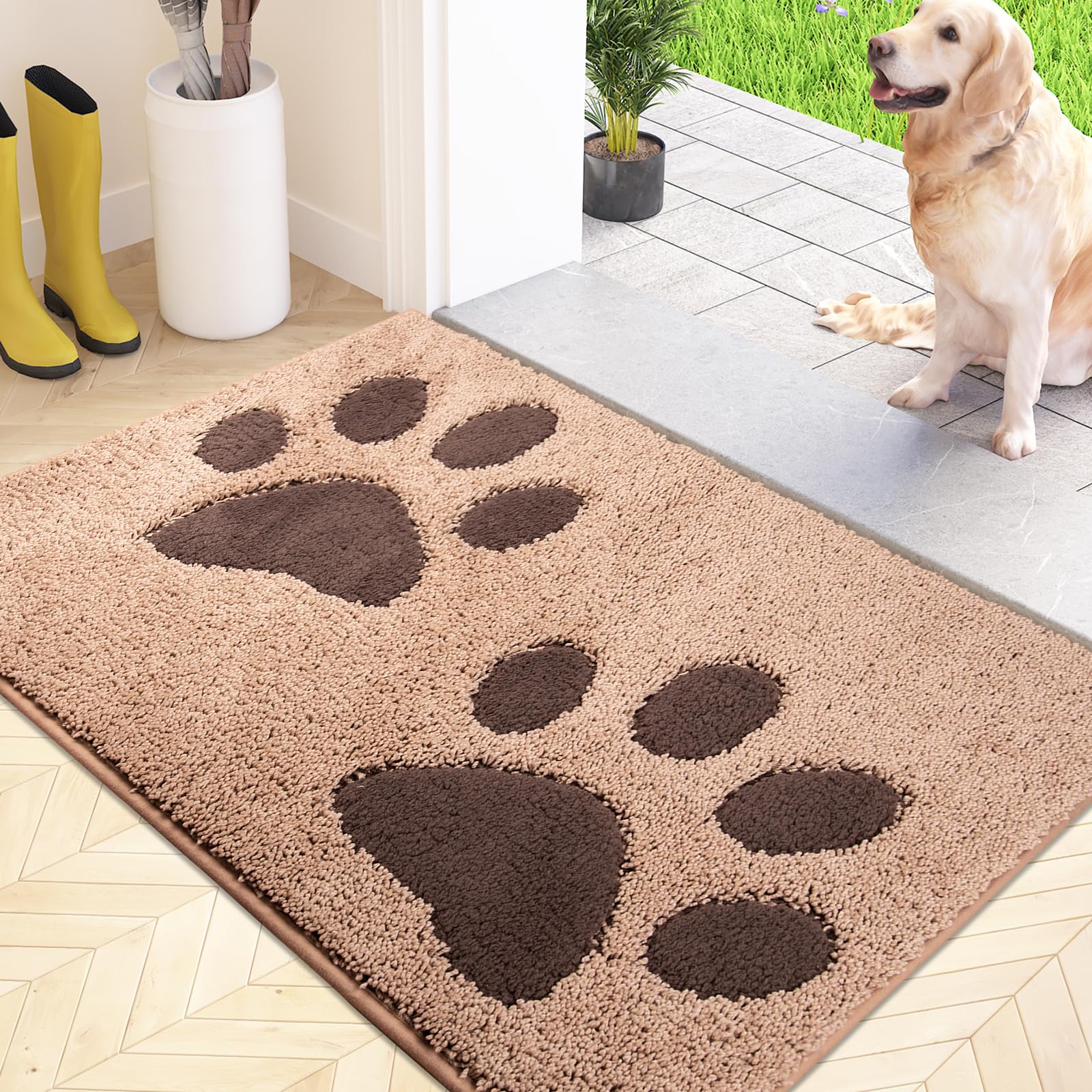 FCSDETAIL Dirt Trapper Indoor Door Mat 50 x 80 cm, Washable Entrance Rug, Absorbent Dog Doormat for Muddy Paws, Inside Mat for front door, Entryway, Pets