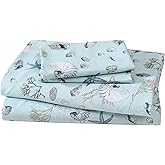 Beatrice Home Fashions Coastal Print Microfiber Sheet Set, Soft, Comfy, 12" Deep Pockets, Queen, Oceanside Sea