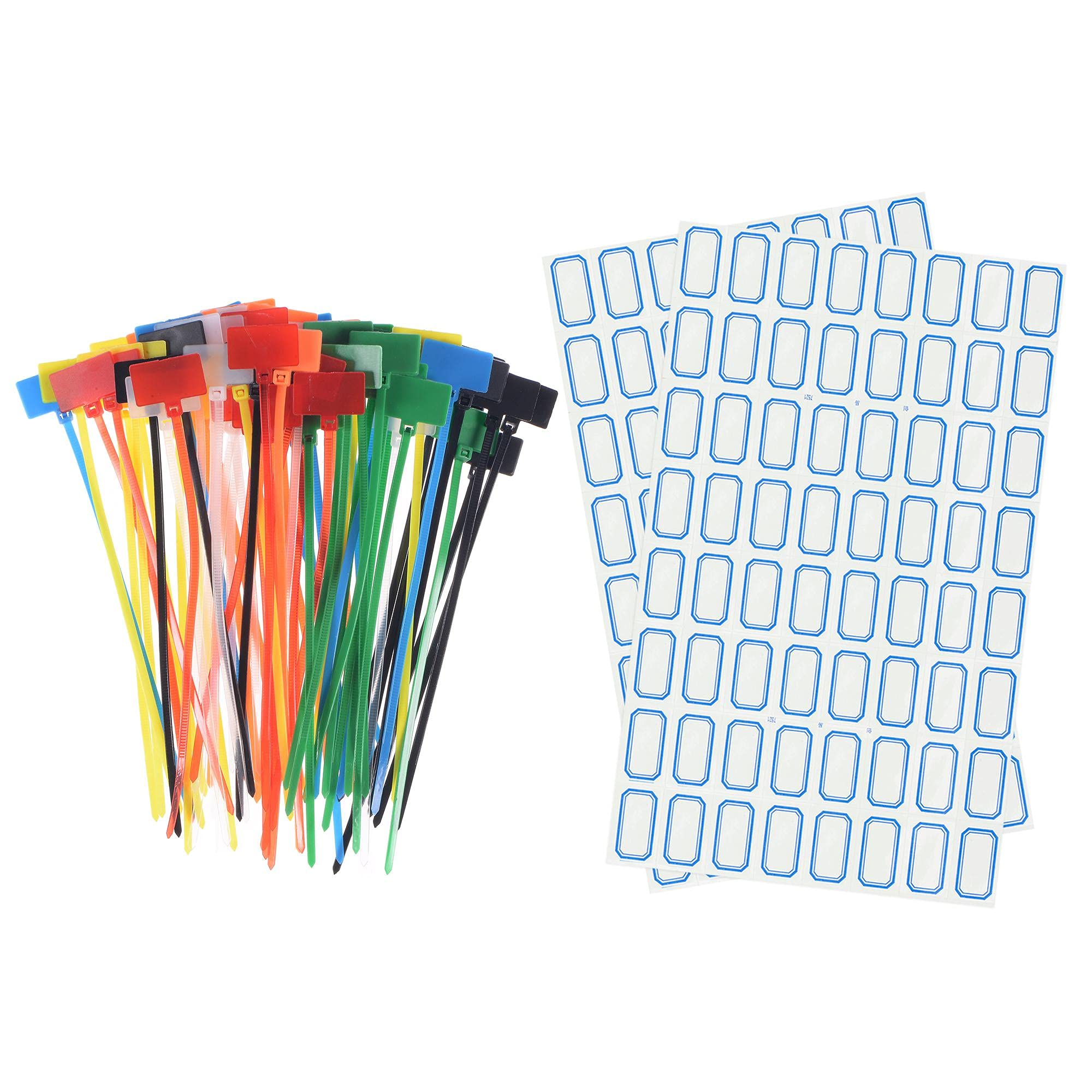 sourcing map 70pcs Nylon Cable Ties Tags Label Marker Self-Locking for Marking Organizing 7 Colors