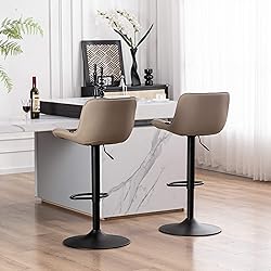 YOUTASTE Khaki Bar Stools Set of 2 Modern Faux
