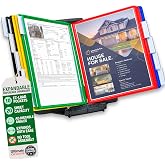 Ultimate Office AdjustaView Expandable Desk Reference Display Organizer 10C | 5 Adjustable Viewing Angles, Dual Weighted Base, 10 Letter Size EZ-Load Color Pockets, ADD-ON to Expand Capacity at Anytime