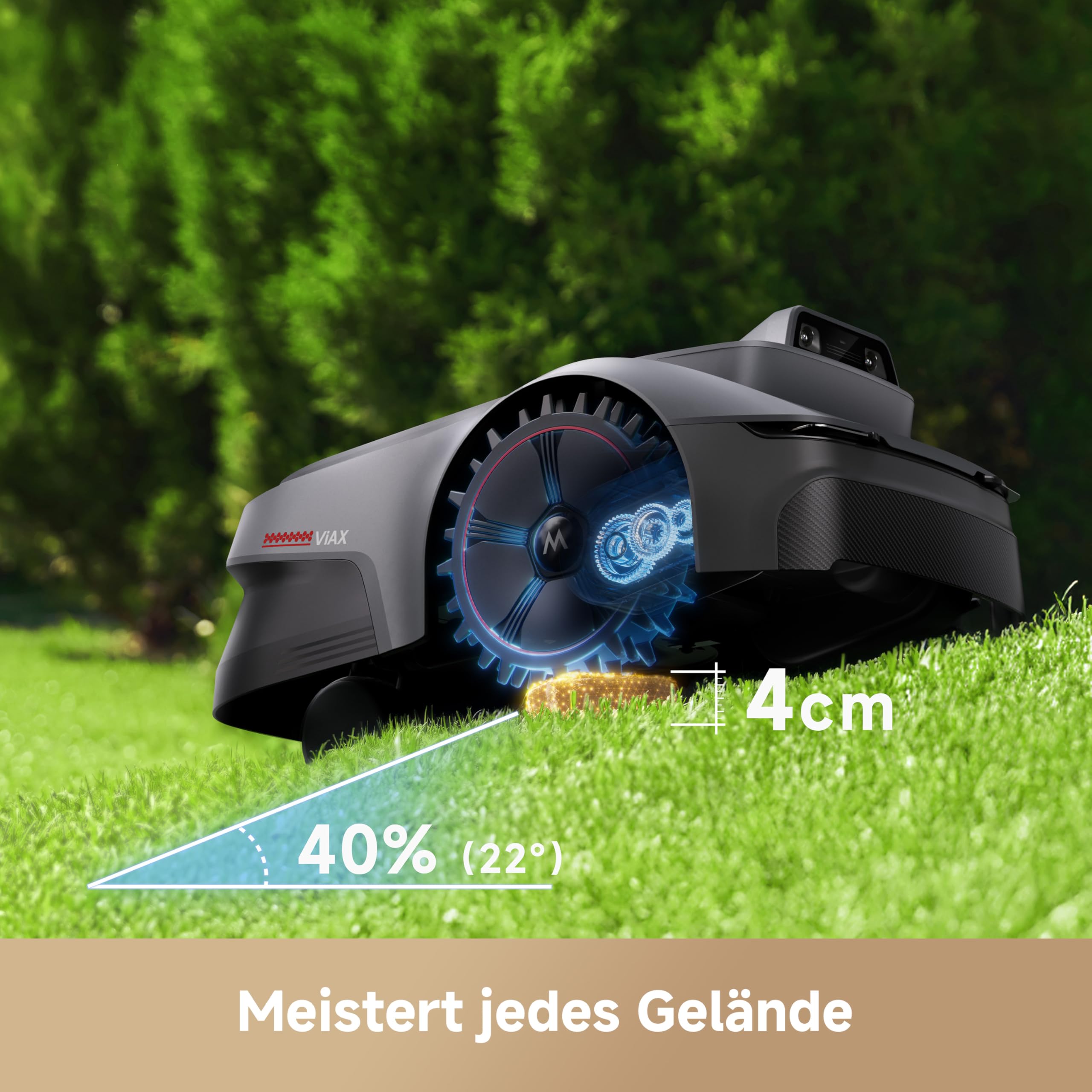 MOVA ViAX 250 Mähroboter Ohne Begrenzungskabel, Empf. 250m², KI-unterstützte Auto-Mapping, U-förmige Bahnen, Hindernisvermeidung Dual-Vision, Besserer Kantenschnitt, Für Komplexe Gelände, Appsteuerung 4