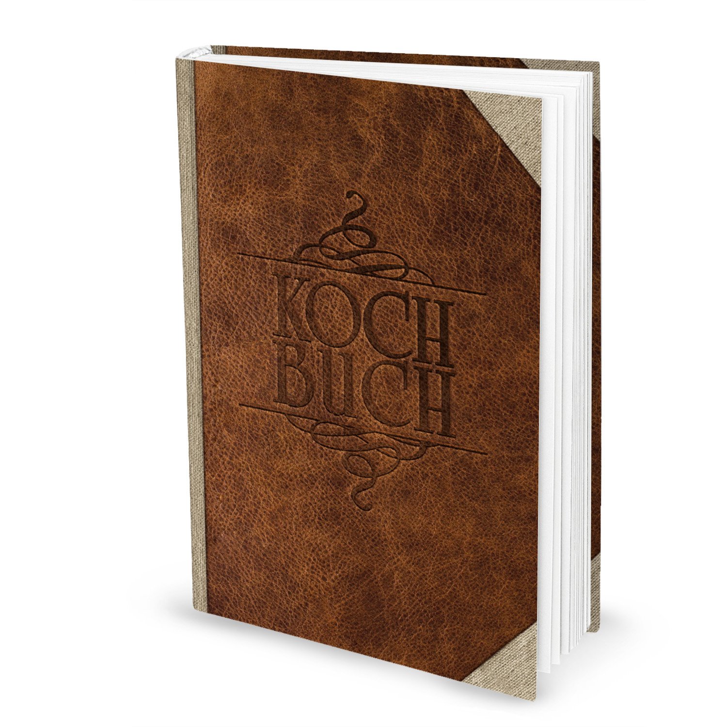 XXL recipe book for self-inscription in leather nostalgic look, in brown beige, DIN A4, 164 pages and register for free design, DIY, in German