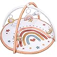 IPOZITO Baby Gym Play Mat, Washable Tummy Time Mat with 5 Detachable Toys, Stage-Based Sensory and Motor Skill Development Activity Play Gym, Thicker Non-Slip Design Play Mats for Infant