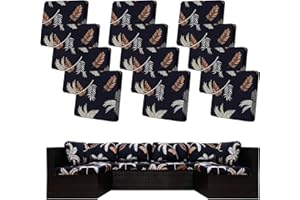 BIETYONE 12Pcs Stretch Patio Cushion Covers Outdoor Cushion Covers,Outdoor Couch Cushion Covers Replacement,Outdoor Sofa Covers Patio Slipcovers Couch Cover,Washable Furniture Cover (Coconut Ttrees,Cover Only)