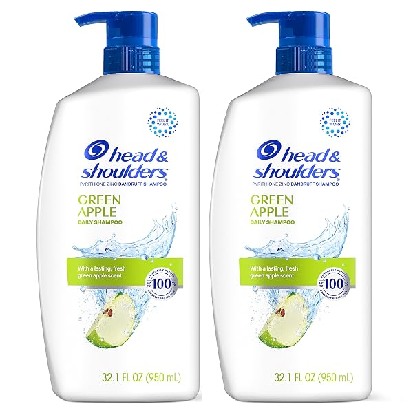 HEAD & SHOULDERS ANTI-DANDRUFF SHAMPOO WITH 1% PYRITHIONE ZINC, CLINICALLY PROVEN & SCALP CARE TREATMENT, FRESH GREEN APPLE SCENT, 32.1 FL OZ EACH, 2 PACK