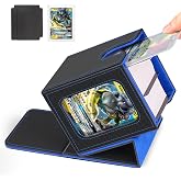 Card Deck Box for MTG Commander, Deck Case Holds 100 Double-Sleeved Cards | Magnetic Card Display Case, Magic Card Storage Box Fits for TCG/PTCG/CCG Card with 2 Dividers &amp; 1 Top Loader,Black&amp;Blue