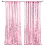 2×8FT-2PCS Pink Sequin Backdrop Curtains