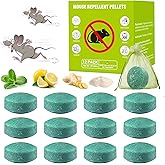 12 Pack Peppermint Rodent Repellent, Natural Mouse Rat Deterrent Balls for Indoor & Outdoor Use in Garden, Garage, Basement - Pet & Child Safe, Long-Lasting Formula(with 12 Mesh Bags)