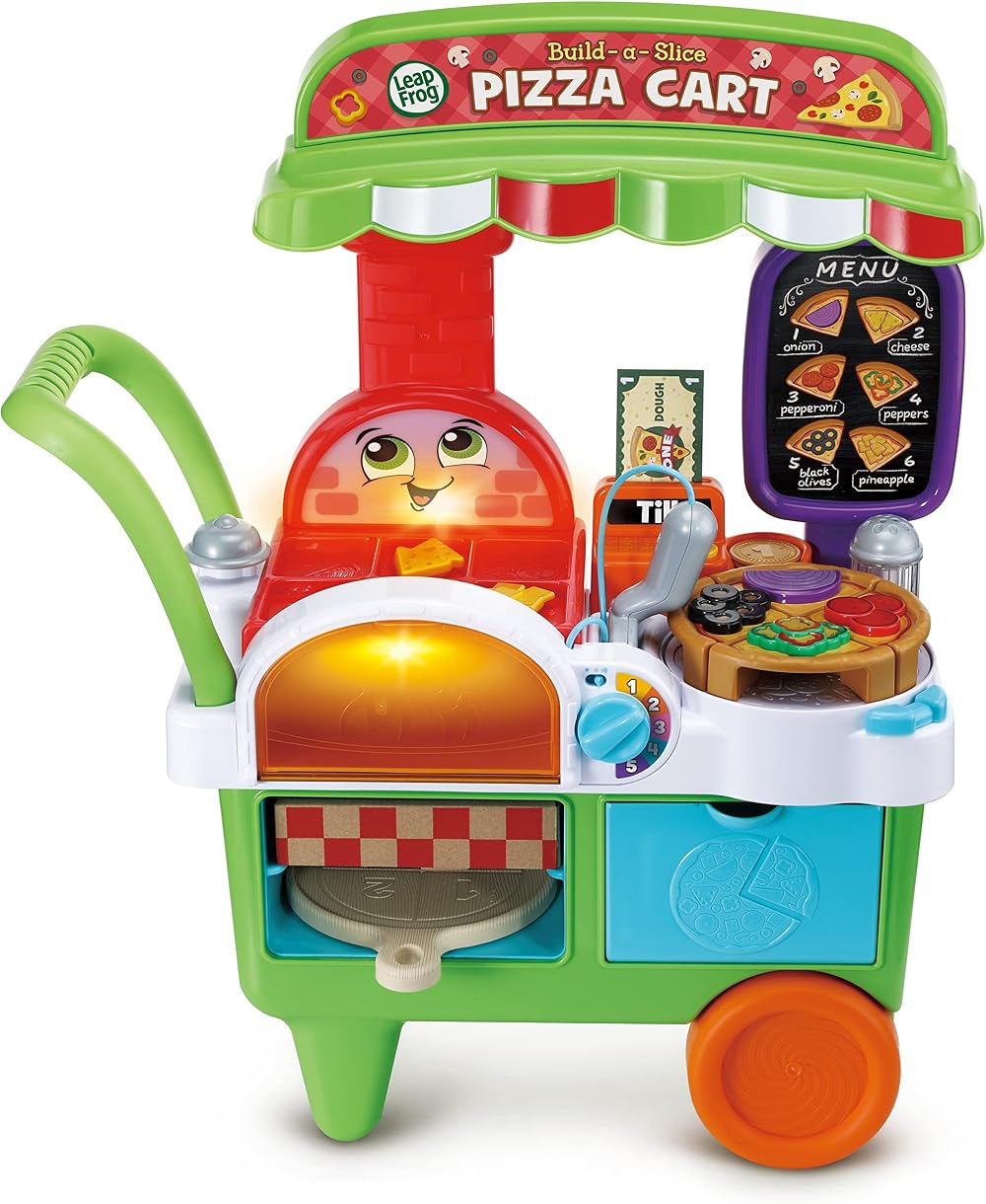 LeapFrog Build-a-Slice Pizza Cart Pretend Food Toy 30+ Pieces English