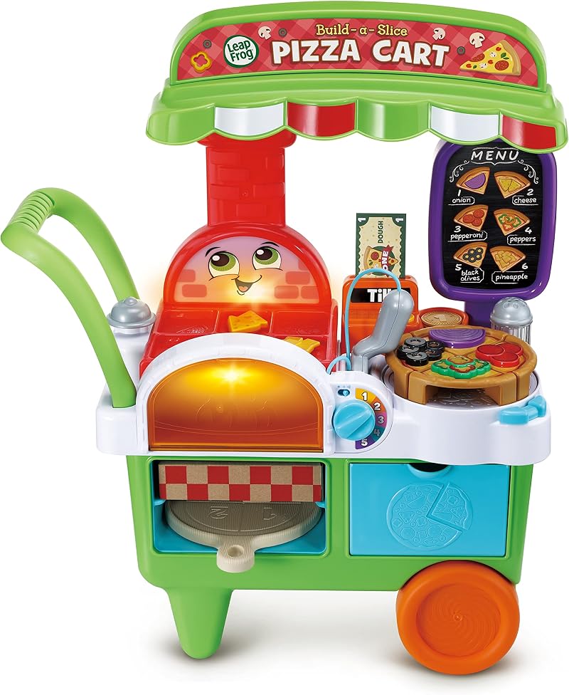 LeapFrog Build-a-Slice Pizza Cart Pretend Food Toy 30+ Pieces English