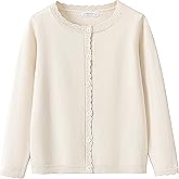 Yekaty Girls Cardigan Basic Uniform Long Sleeve Slim Fit Crewneck Cardigan Sweater