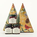 Stonewall Kitchen 3 Piece Holiday 2016 Jam Tree - Blueberry Jam, Raspberry Peach Champagne Jam and Holiday Jam