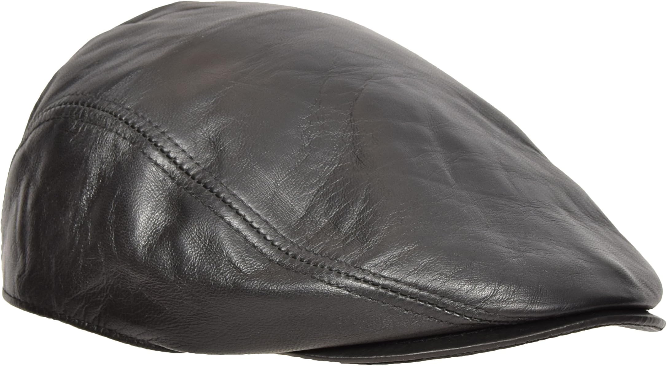 Genuine Black Leather Flat Cap English Granddad Hat Baker-boy Classic Cap - Arthur