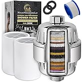 AquaHomeGroup 20 Stage Shower Head Filter with Vitamin C E A for Hard Water - High Output Filter to Remove Chlorine and Fluoride - 2 Cartridges Included - Consistent Flow Showerhead Filters