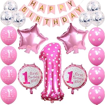Amazon Com 1st Birthday Girls Decorations First Pink Birthday Party