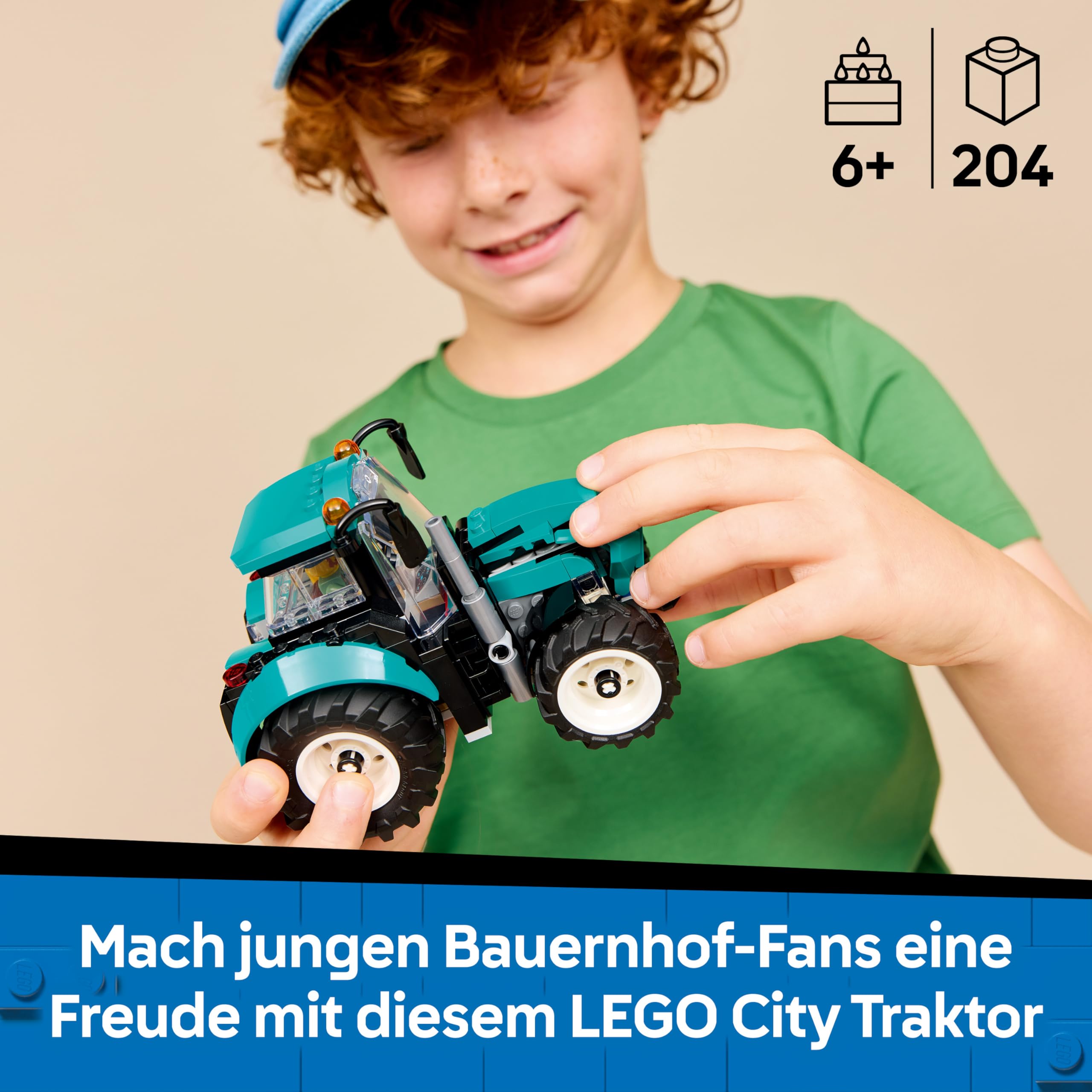 LEGO City Traktor - Spielzeug Bauernhof Fahrzeug Modellbau mit Bauern Minifigur - Geburtstagsgeschenk für Jungen ab 6 Jahren und Technikfans - 60498 2