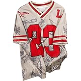 GORGLITTER Men's Number Graphic Jersey Shirts Short Sleeve V Neck Tees Sports T-Shirt Top