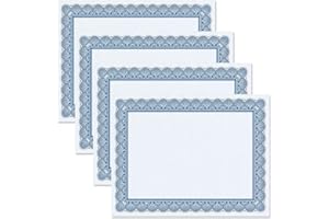 FINE STATIONERY Elite Blue & Blue Parchment Certificate Papers - Pack of 100, Laser & Inkjet Printer Compatible, For Office, Business Awards, Graduation, School Diplomas, 8-1/2" x 11" on 60 lb. Text Stock