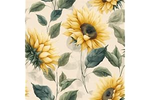 Vintage Sunflower Floral Wallpaper Self Adhesive Peel and Stick Botanical Leaf Moody Watercolor Flower Contact Paper Removabl