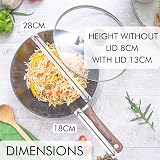 nuovva Non Stick Induction Wok Pan 28 cm with Glass Lid view 3